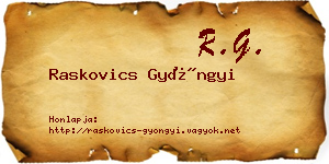 Raskovics Gyöngyi névjegykártya